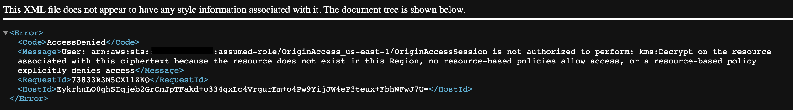 aws codebuild kms error