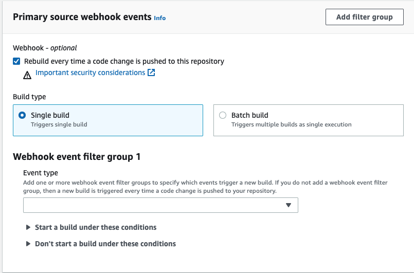codebuild source webhook